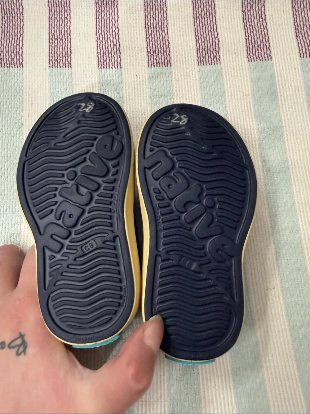 Native Kids Rain & Snow Clog - Navy and Cream Sole